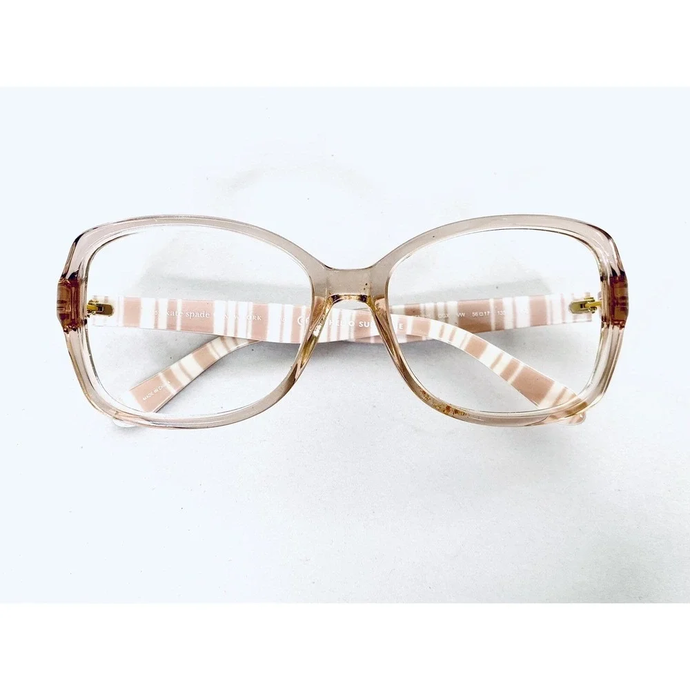 Kate Spade Pink Clear Oval Glasses Stripe Temple Ayleen OGX 56 17 135